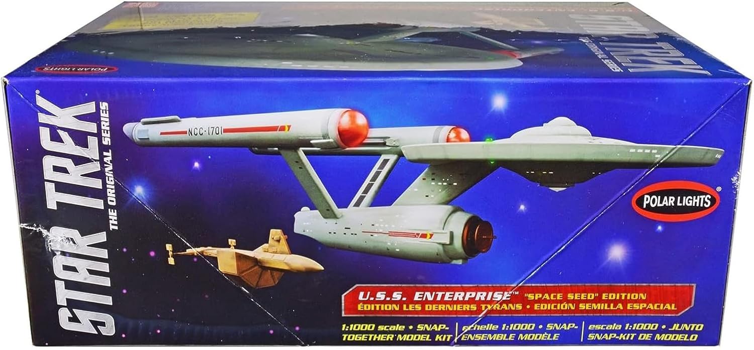 Skill 2 Model Kit Star Trek U.S.S. Enterprise and S.S. Botany Bay The Original Series Space Seed Edition Snap-Together 1/1000 Scale Model by Polar