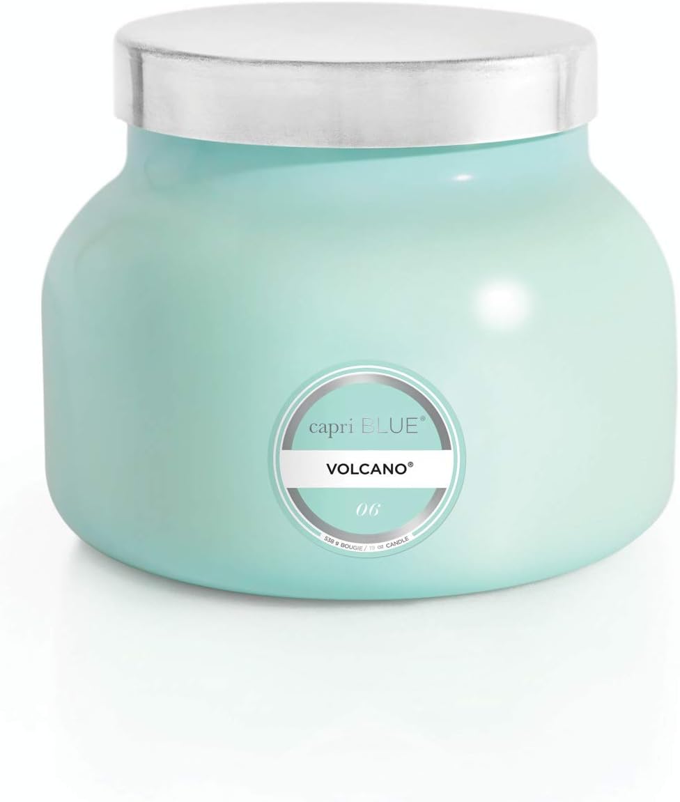 Capri Blue Volcano Scented Candles - Luxury Glass Jar Candles for Home Scented with Tropical Fruit & Sugared Citrus - Soy Wax Blend - Blue Color (19 oz)