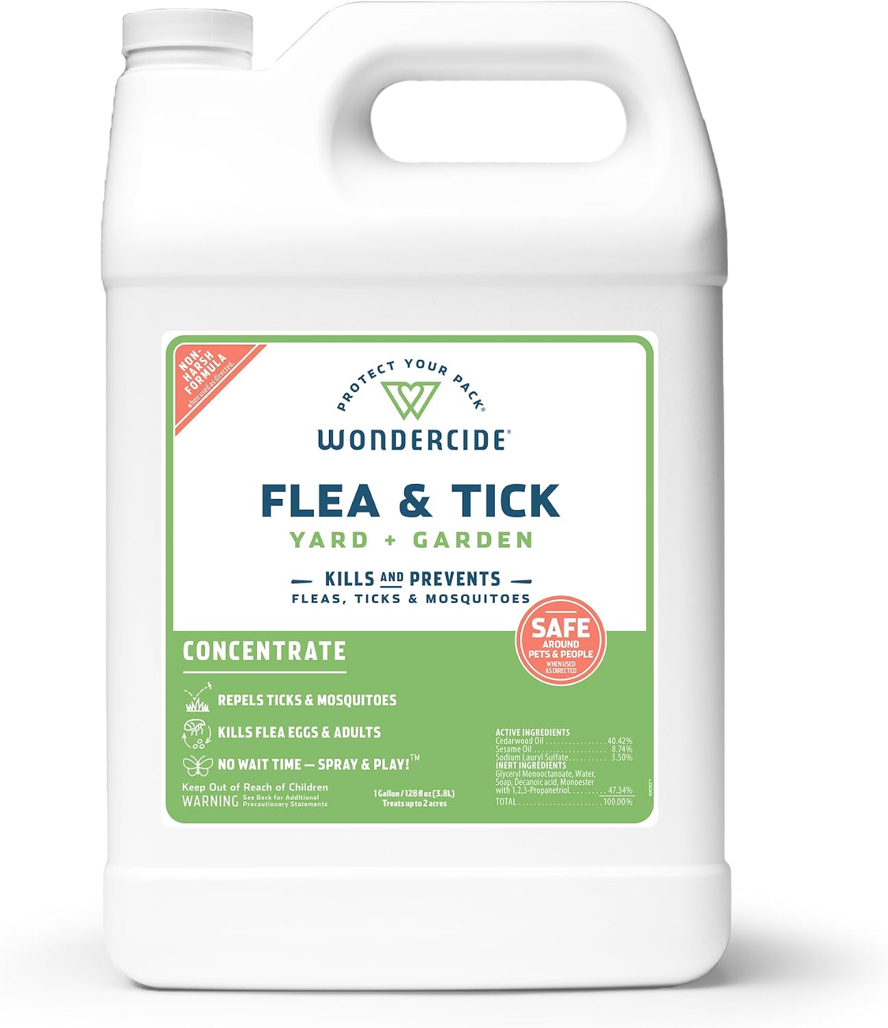 Wondercide - Flea and Tick Spray Concentrate for Yard and Garden - 128 oz | With Natural Essential Oils – Kill, Control, Prevent, Fleas, Ticks
