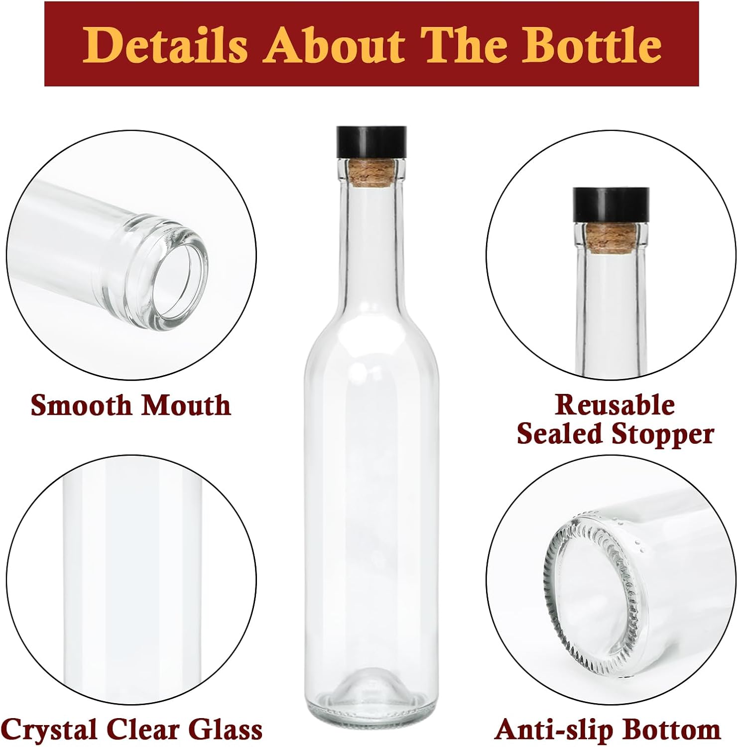 12 Pack 12oz Glass Bottles with Cork Lids