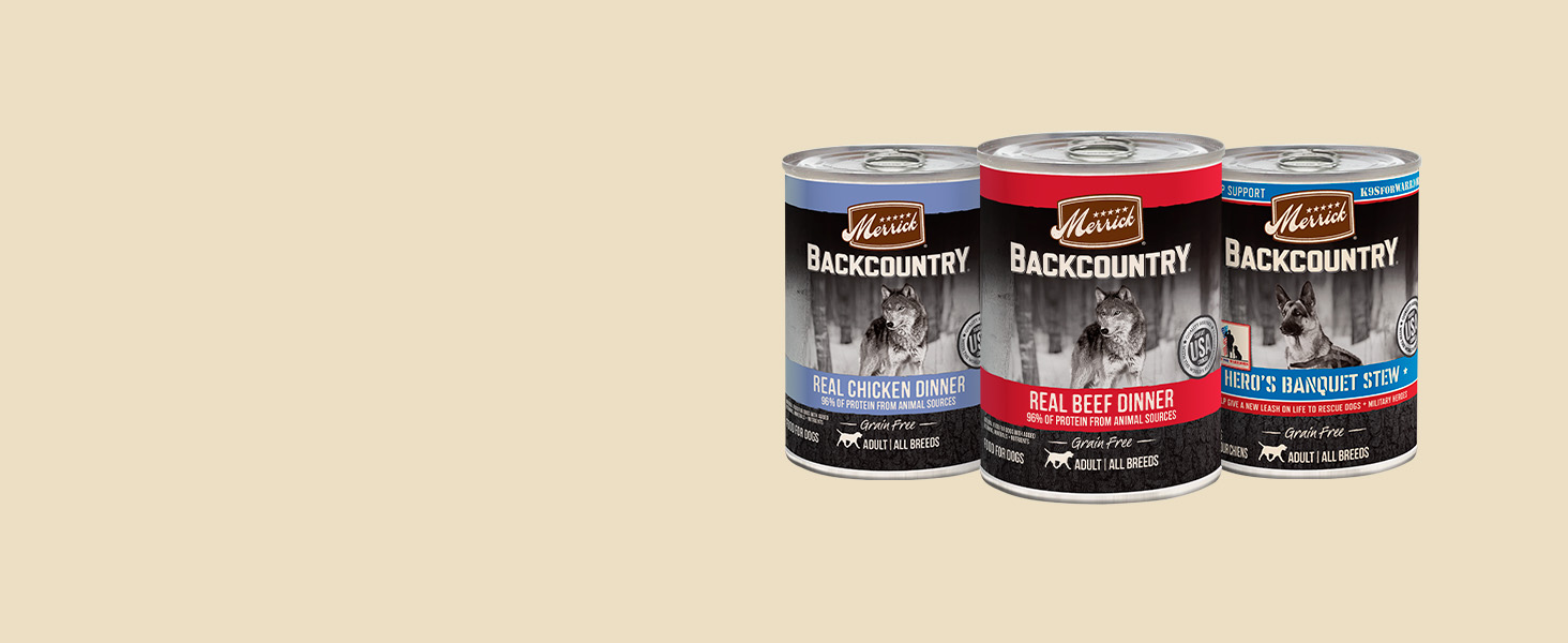 Photo of Merrick Backcountry wet dog food formulas