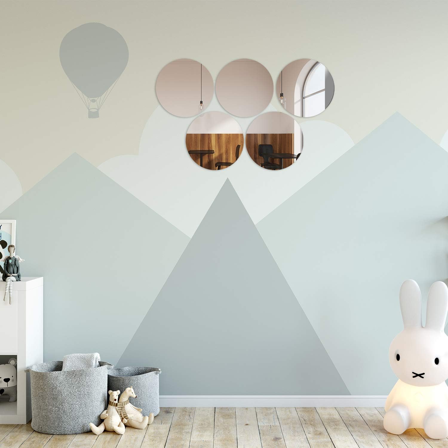 Aneco Acrylic Round Mirrors Non Glass Round Mirror Plate Self Adhesive Mirror Stickers for Home Wall Decor or Wedding Table Centerpiece
