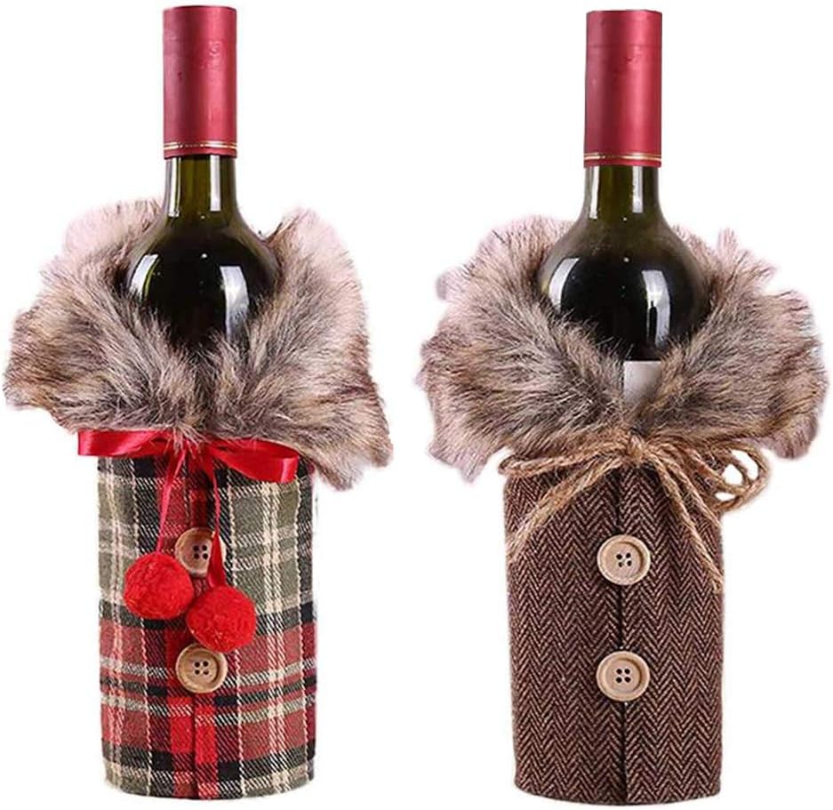2pcs Christmas Sweater Wine Bottle Cover Party Decoration