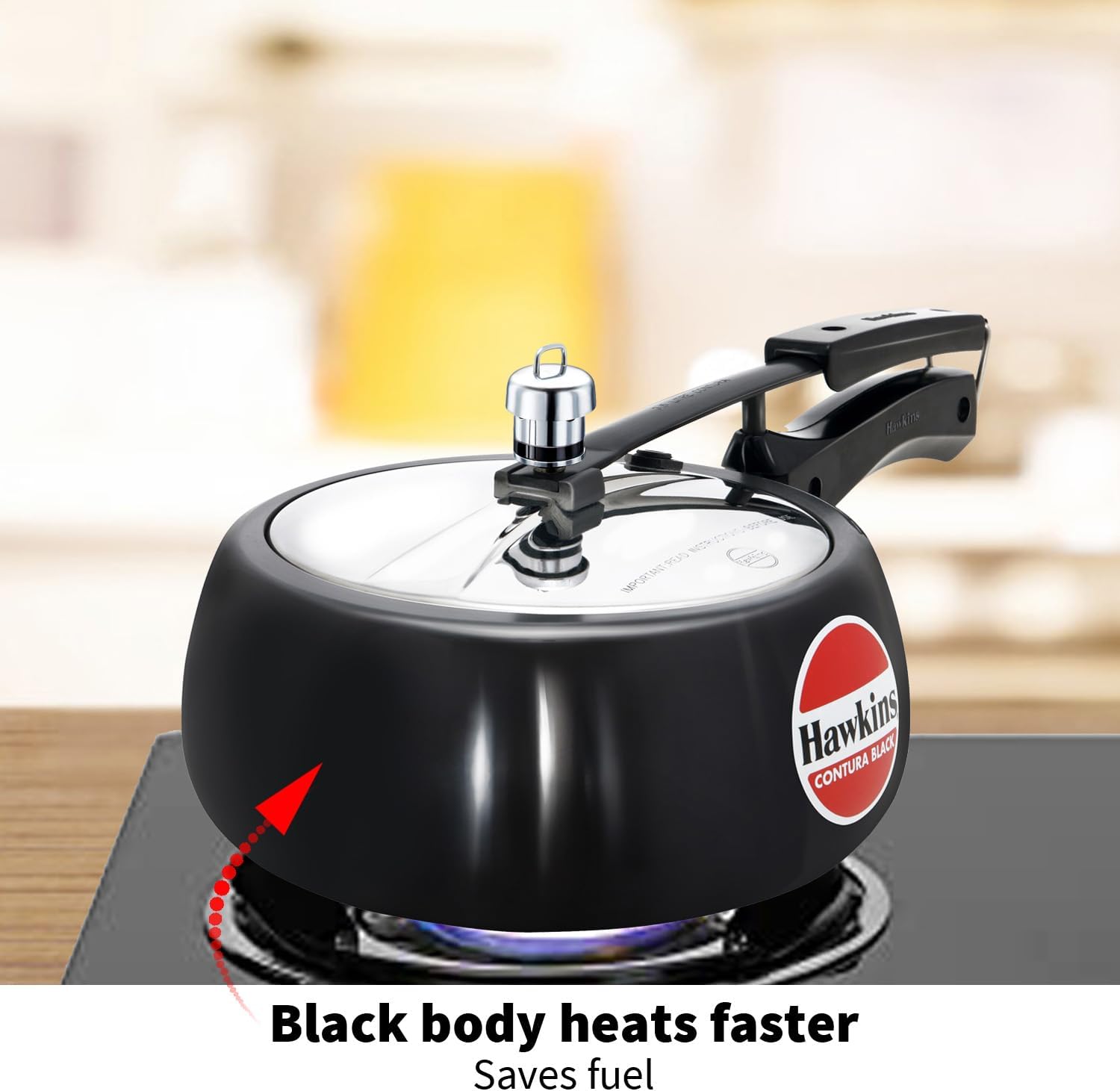 Hawkins 3.5 Litre Contura Black Pressure Cooker, Hard Anodised Inner Lid Cooker, Handi Cooker, Black (CB35)