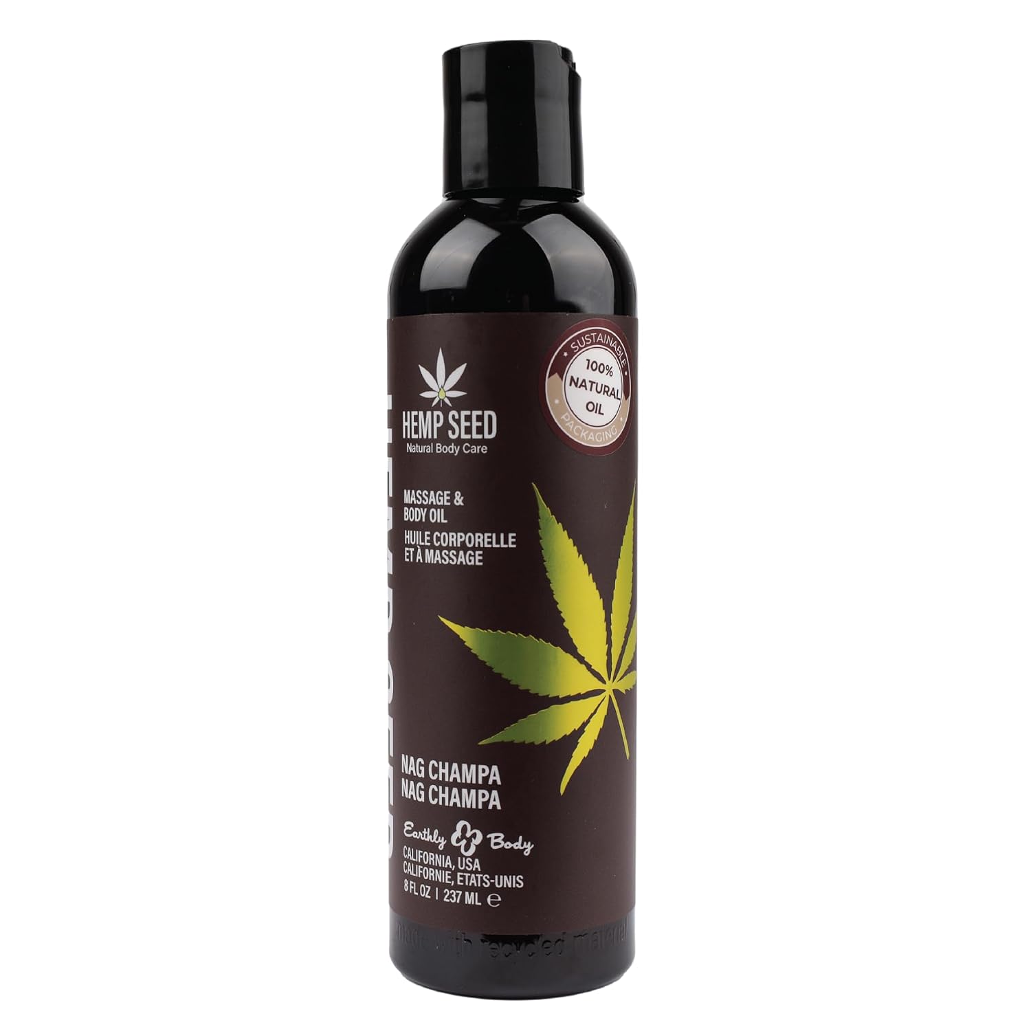 Hemp Seed Massage & Body Oil - 8 fl. oz. - Nourishing, Moisturizing Massage Oil - Hemp Seed, Apricot, Grapeseed & Sweet Almond Oil - Vegan & Cruelty Free