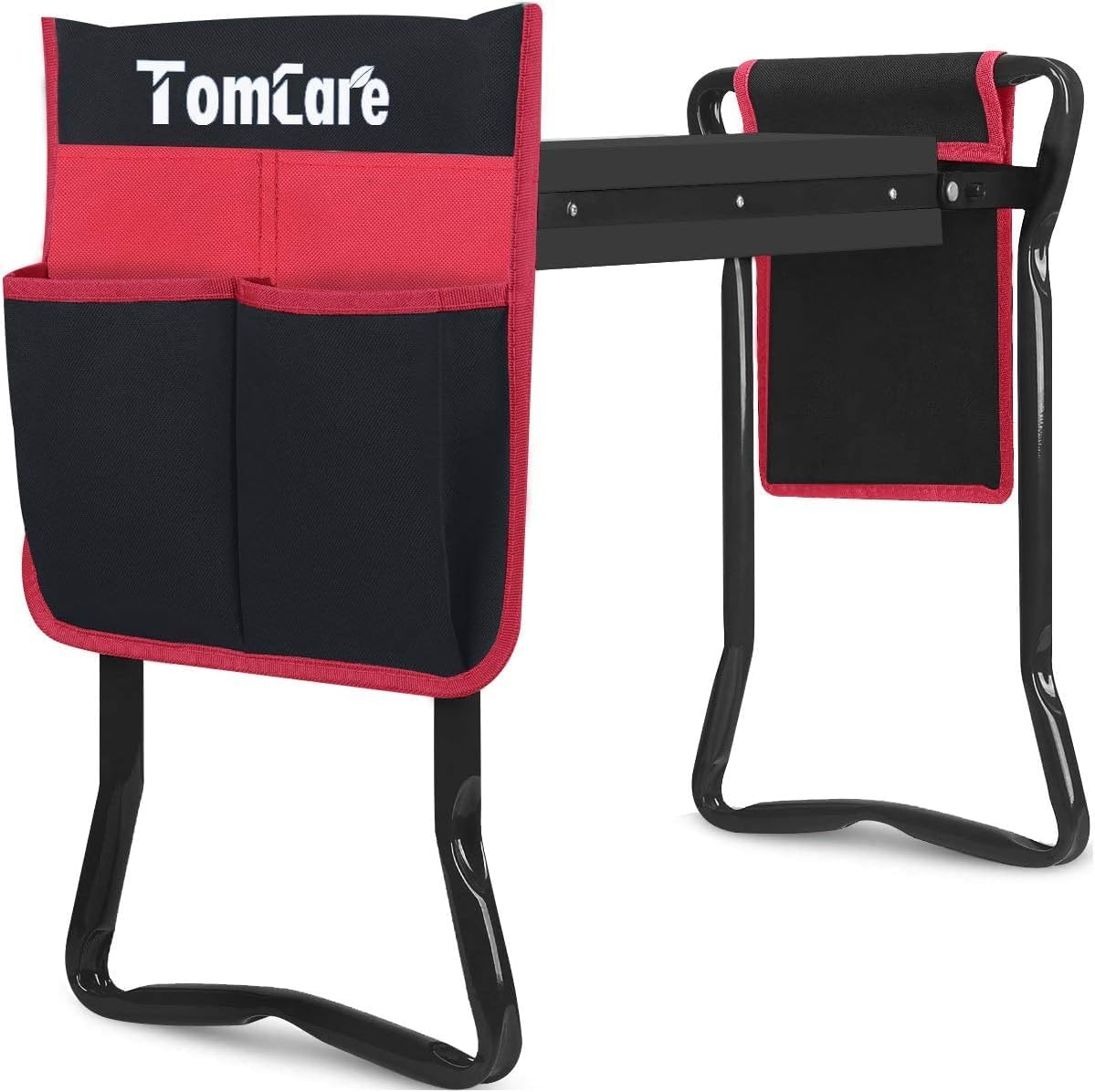 TomCare Garden Kneeler and Seat, 11.12" Kneeling Pad Sturdy Garden Bench | Heavy Duty Garden Stool, 450 lbs Load Capacity, 2 Tool Pouches, Foldable Design, Gardening Gift for Women, Men and Gardeners