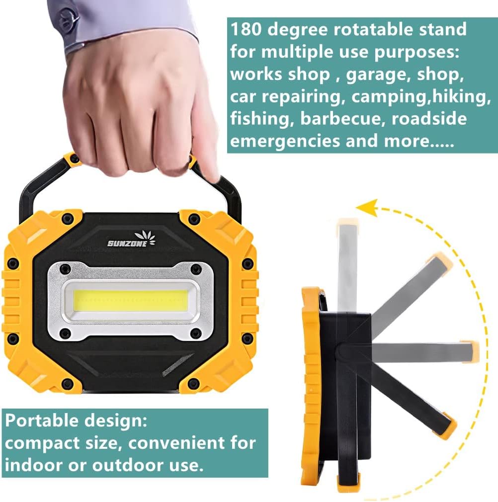 Sunzone LED Work Light, Rechargeable Work Lights with Magnetic Base, 2 Pack