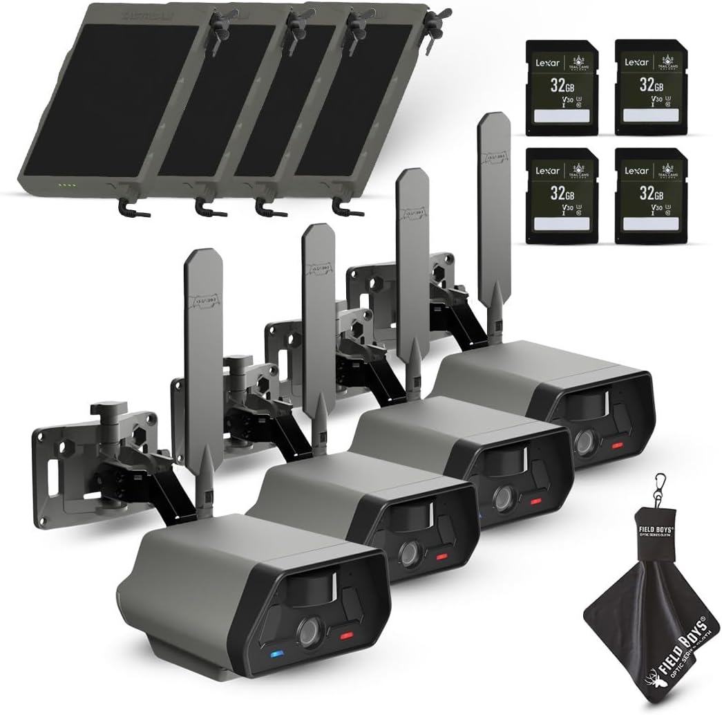 Tactacam Defend Cellular Security Camera 4-Pack Bundle – 4 Solar Panels + 4 Lexar 32GB SD Cards – 4G LTE