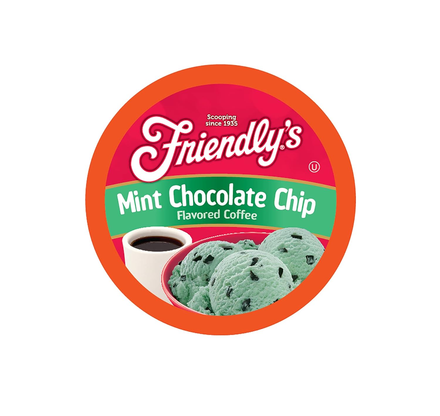 friendly's Flavored Ice Cream Coffee Pods, Compatible with Keurig K Cup Brewers (Mint Chocolate Chip, 12 Count)