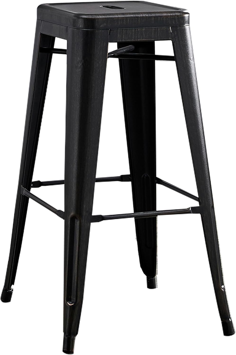 AC Pacific 30” Metal Barstool Set of 2 – Country Rustic Style with Low Back, Lightweight & Sturdy Build, Easy Assembly – Matte Black