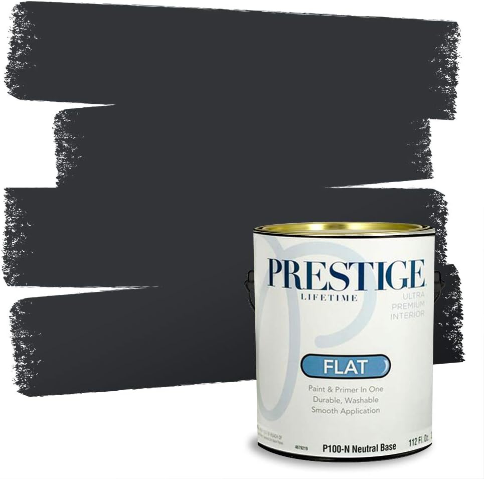 PRESTIGE Paints Exterior Paint and Primer In One, 1-Gallon, Satin, Comparable Match of Sherwin Williams* Black Magic*