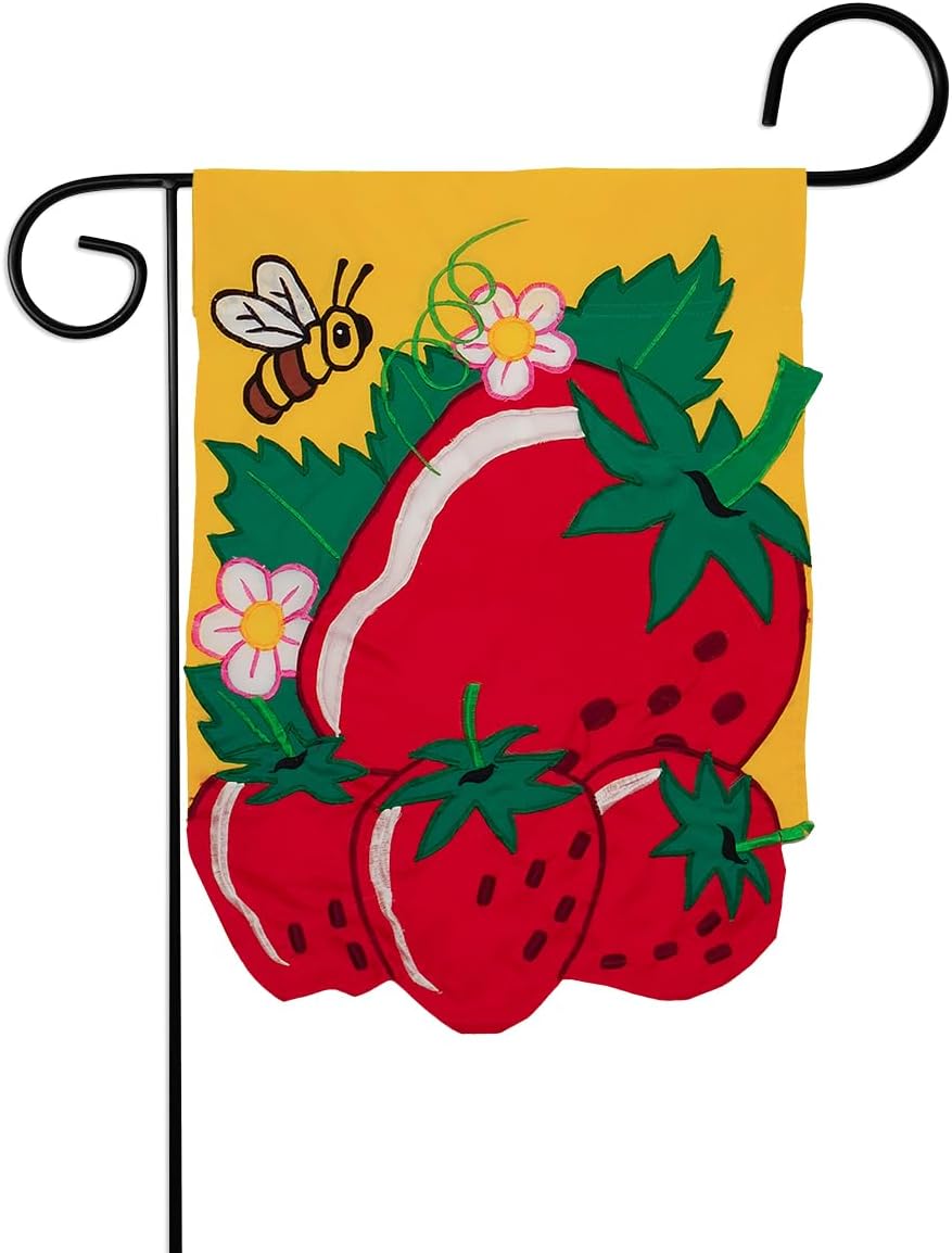 Strawberry Flag Home Decor Strawberries Banner Applique Decorative Stitched Tapestry Wall American Embroidered Sew Stitching Gifts Patio Porch Lwan