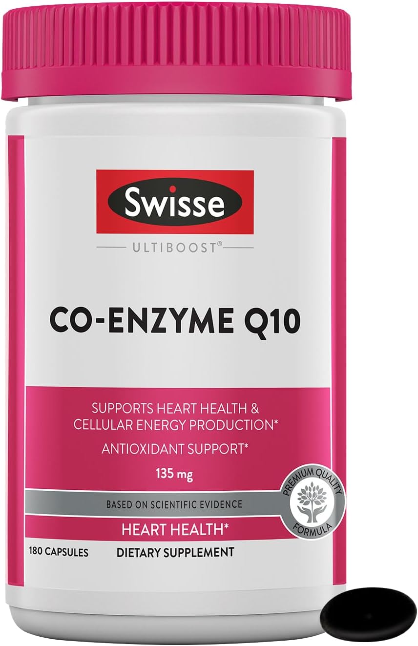 Swisse CoQ10 Supplement Co-Enzyme Q10 | 6 months Supply| Coenzyme Q10 Supports Heart Health and Ubiquinol Cellular Energy Production | CQ10