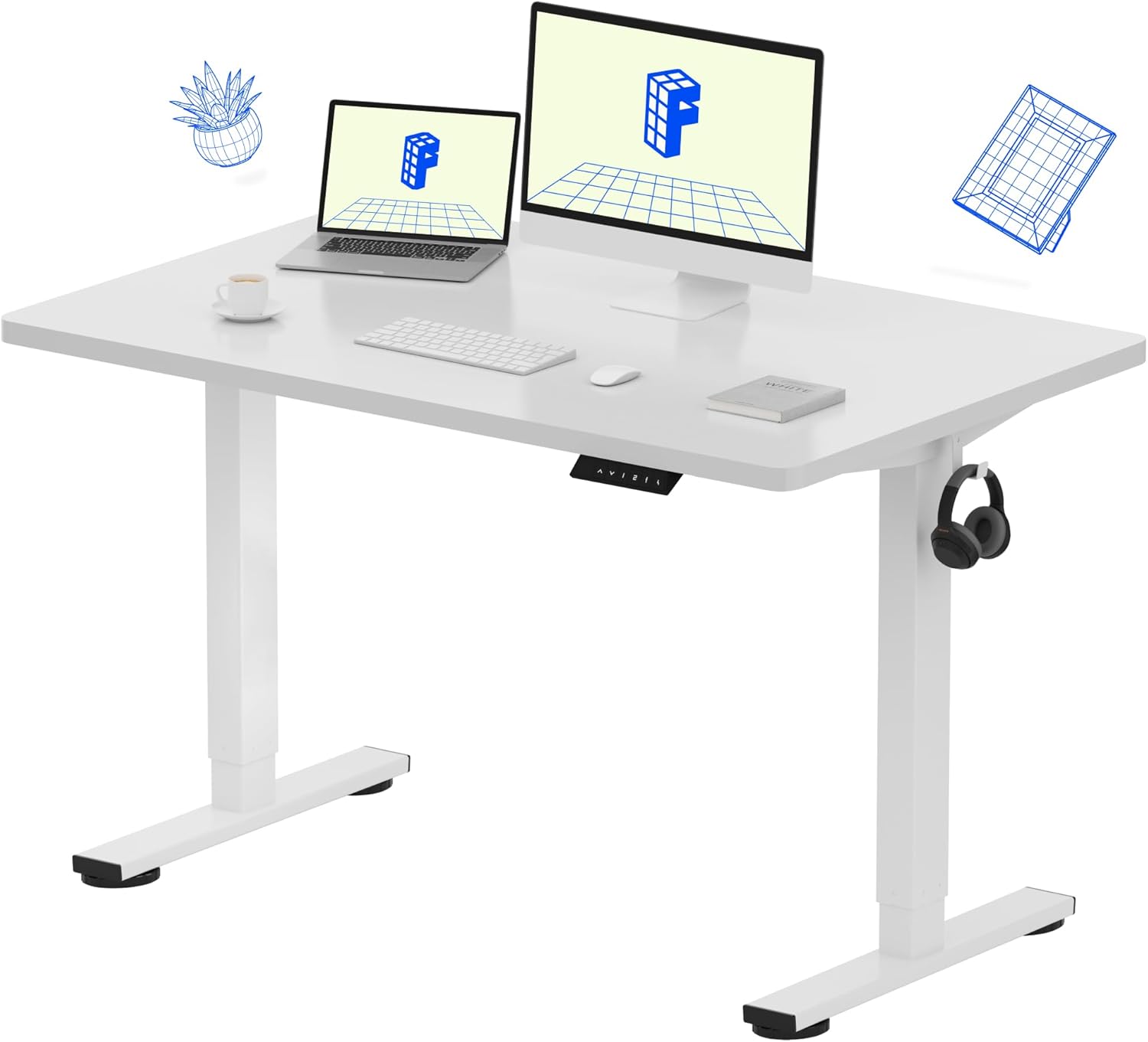 FLEXISPOT EN1 One-Piece Standing Desk, Electric Adjustable with 4 Memory Presets, 176 LBS Capacity, Stable & Quiet