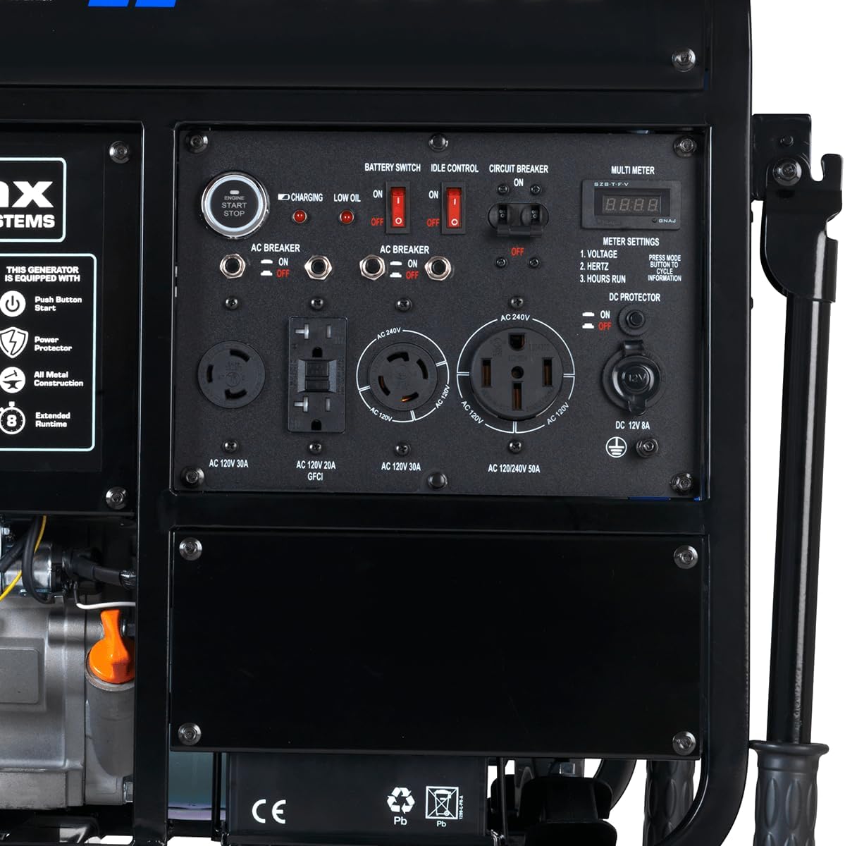 DuroMax XP12000EH 12,000-Watt Dual Fuel Portable Generator – Gas & Propane, Electric Start, Whole Home Backup Power, Transfer Switch Ready, RV & Emergency Ready