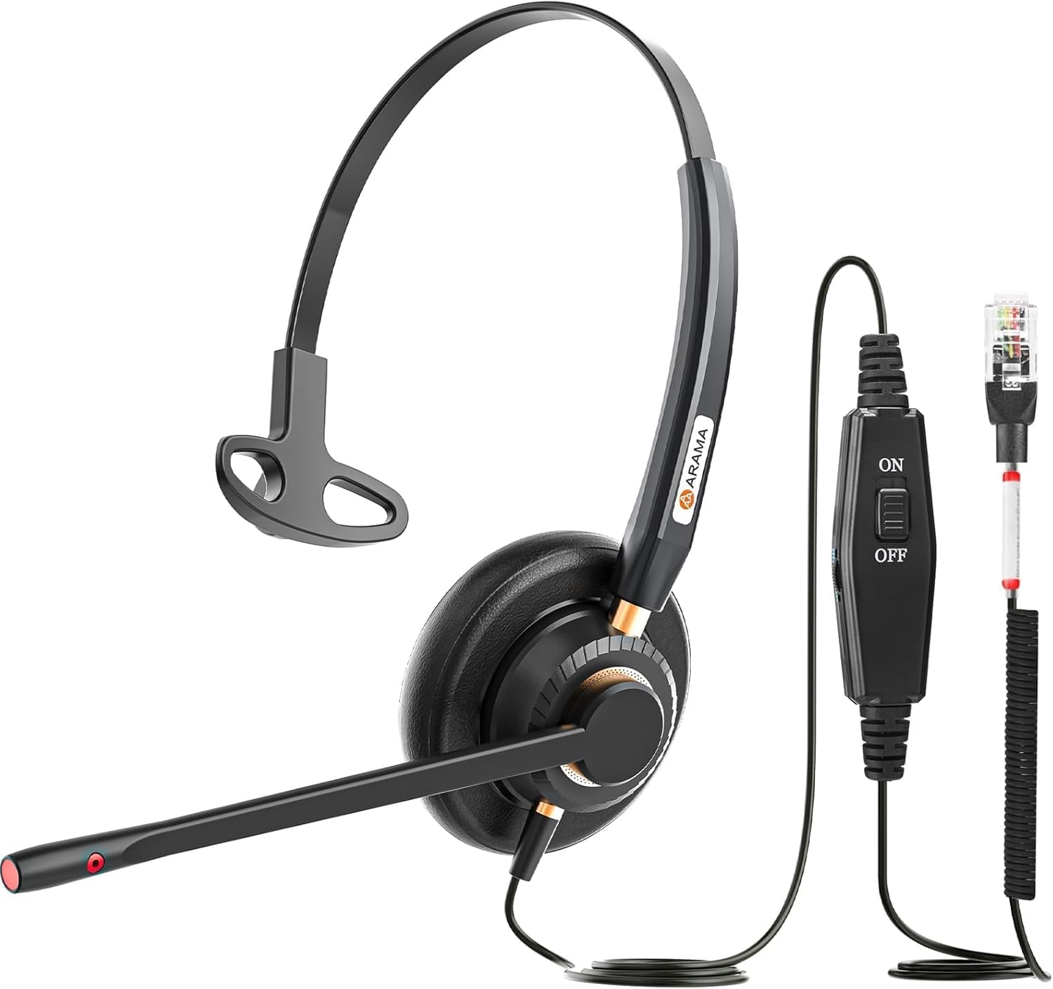 Arama RJ9 Telephone Headset for Cisco IP Phones, Mic Mute&Volume Control