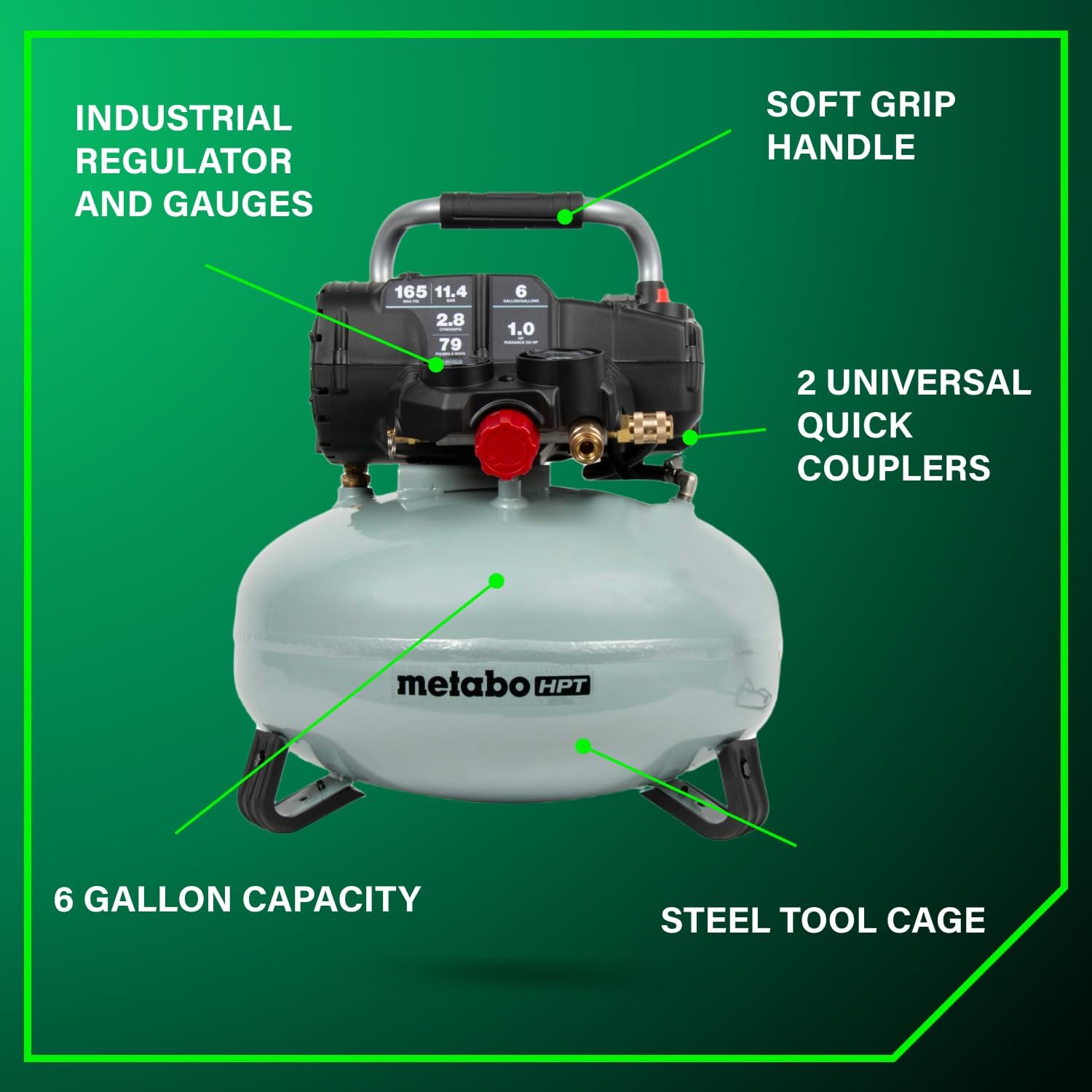 Metabo HPT Portable Pancake Air Compressor, 6 Gallon 200 PSI, EC914S