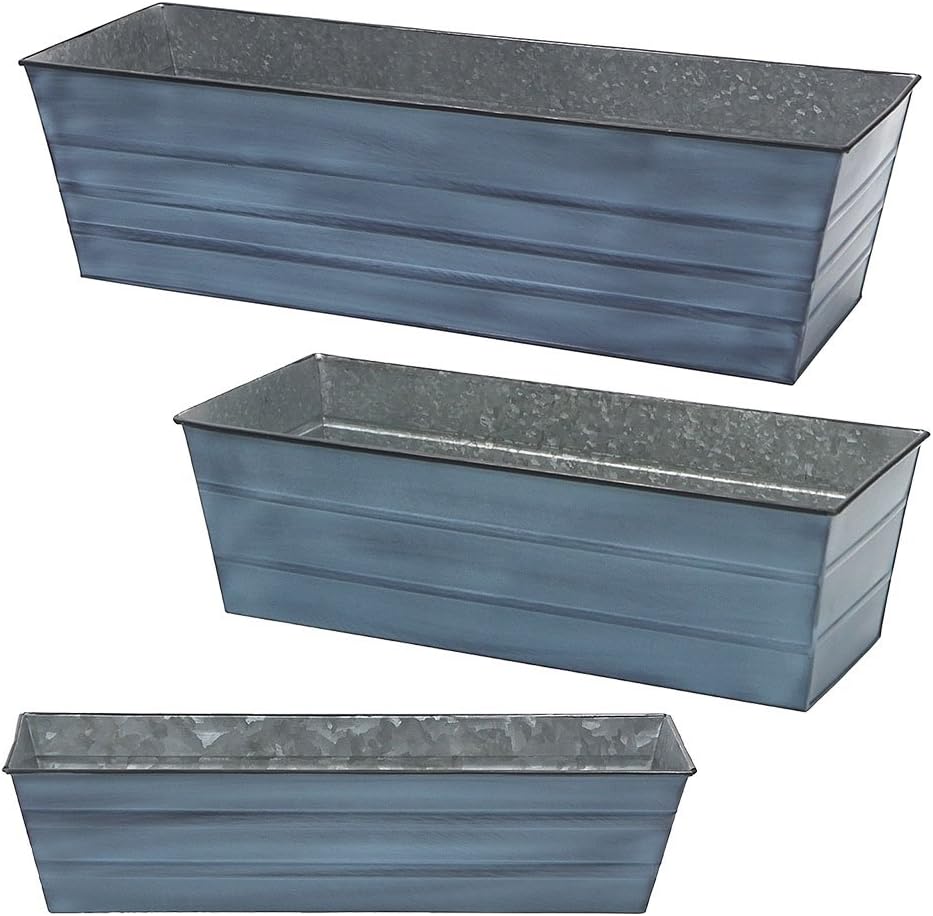 Achla Designs Galvanized Window Flower Box Planter-Green-Medium (24" L x 9.5" W x 7.5" H)