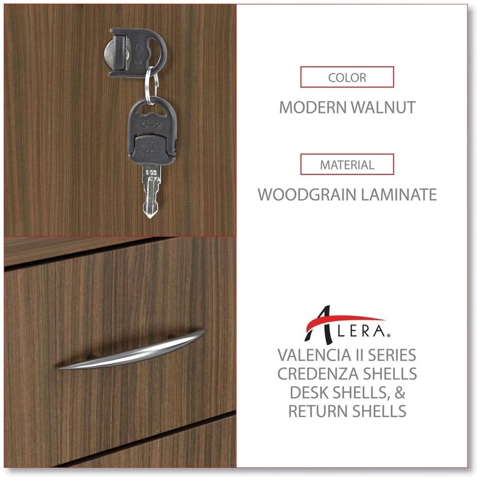Alera Alera Valencia Series Mobile Pedestal File, Left/Right, 3-Drawer: Box/Box/File, Legal/Letter, Walnut, 15.88 X 20.5 X 28.38