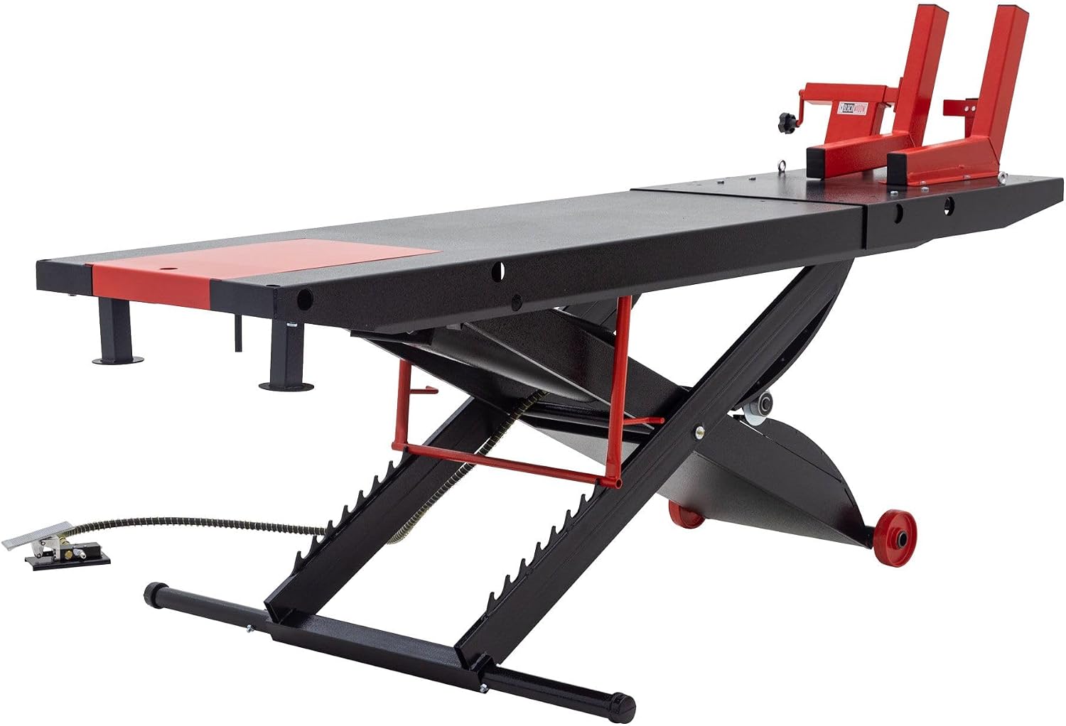 Motorcycle Lift Table, Pneumatic, 1,500 lb, ProLift, 31.25" H, Black Widow | Jack included, raise bike for service, maintenance, repair, handy, compressed air (compressor not included), push mower