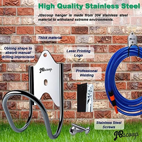 JBscoop Garden Hose Holder, Garden Hose Hanger Wall Mount for Water Hose, Extension Cords, Air Compressor Hose, Heavy Duty & Rust Proof Set of 1
