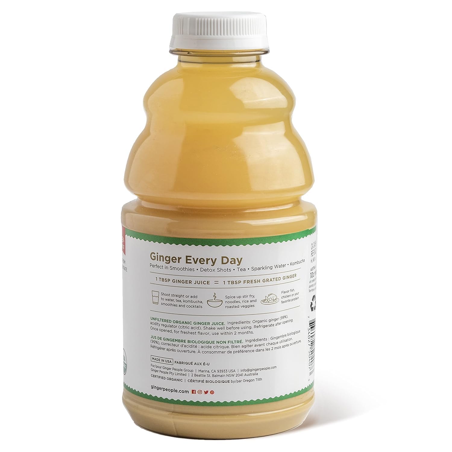 Organic Turmeric Juice, 99% Pure Turmeric Juice by The Ginger People – Drug Free Support, Non-GMO, Premium Quality, 32 Fl oz Bottle (Pack of 1)