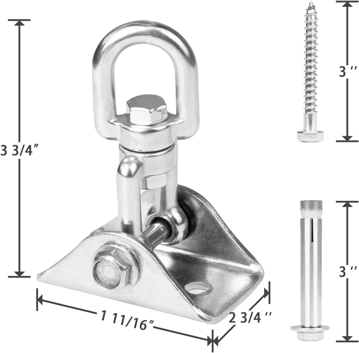 Heavy Duty Swing Hangers for Wooden Sets 2000 LB Capacity Hammock Hanger 360 Swivel Stainless Steel Swing Hardware Accessories 2 Packs for Porch