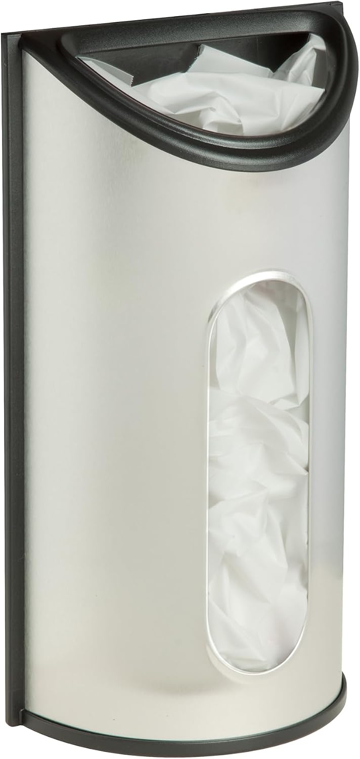 Honey-Can-Do Stainless Steel Plastic Bag Saver & Trash Bag Dispenser, Wall-Mounted Plastic Bag Organizer for Kitchen, Pantry, Garage