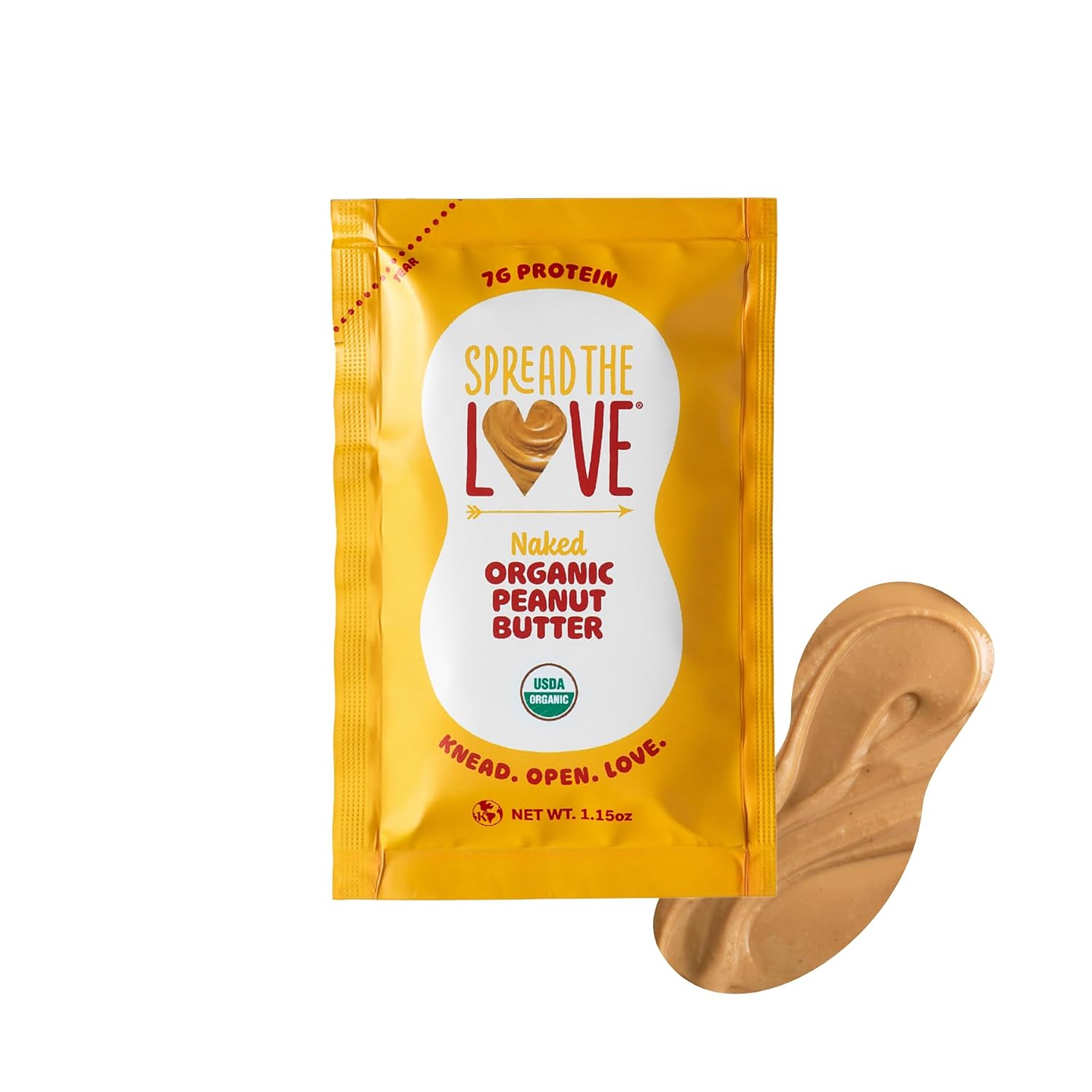 Spread The Love NAKED Organic Peanut Butter, 16 oz Jar, 1 Pack