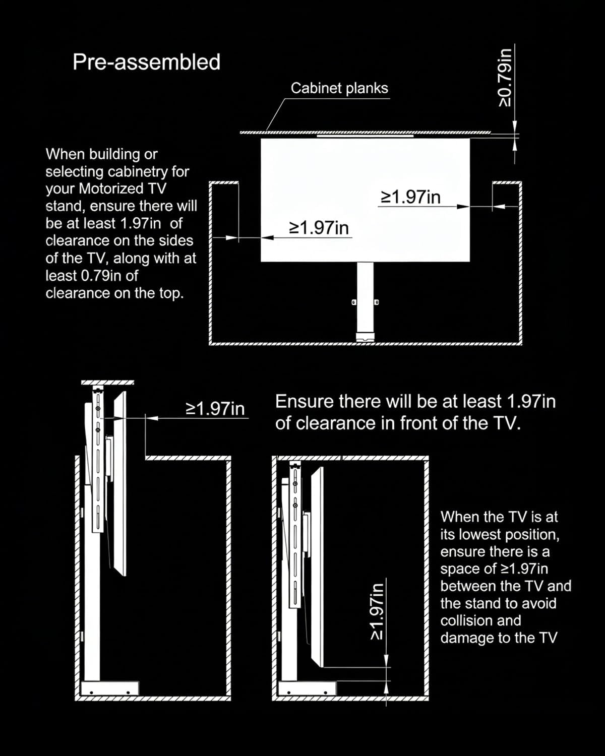 Motorized TV Stand for 32 to 70 inch Screens, Vertical TV Lift with Remote Control, Max VESA 600 * 400