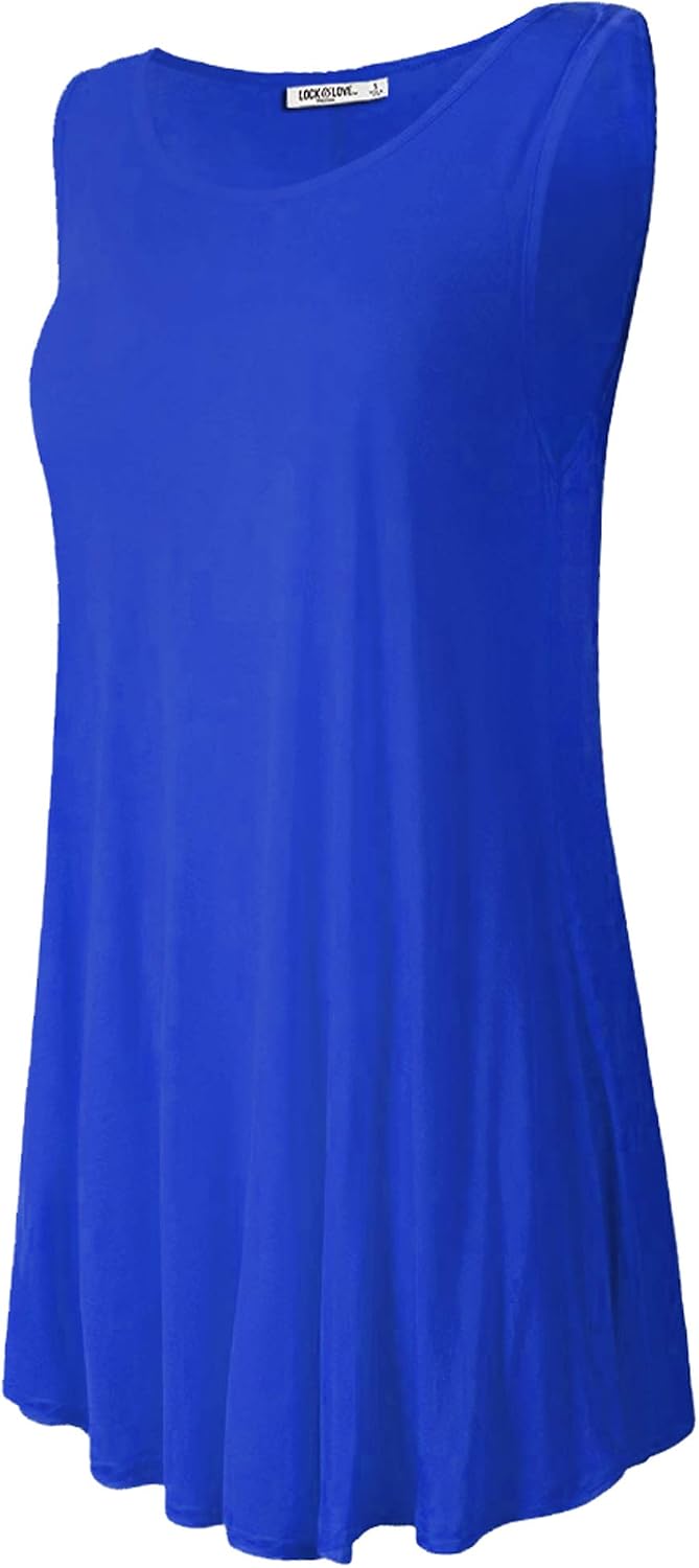 Lock and Love Women Solid Short Sleeve/Sleeveless Tunic for Leggings Swing Tunic Flare Tank Tops S-5XL Plus Size Made in USA