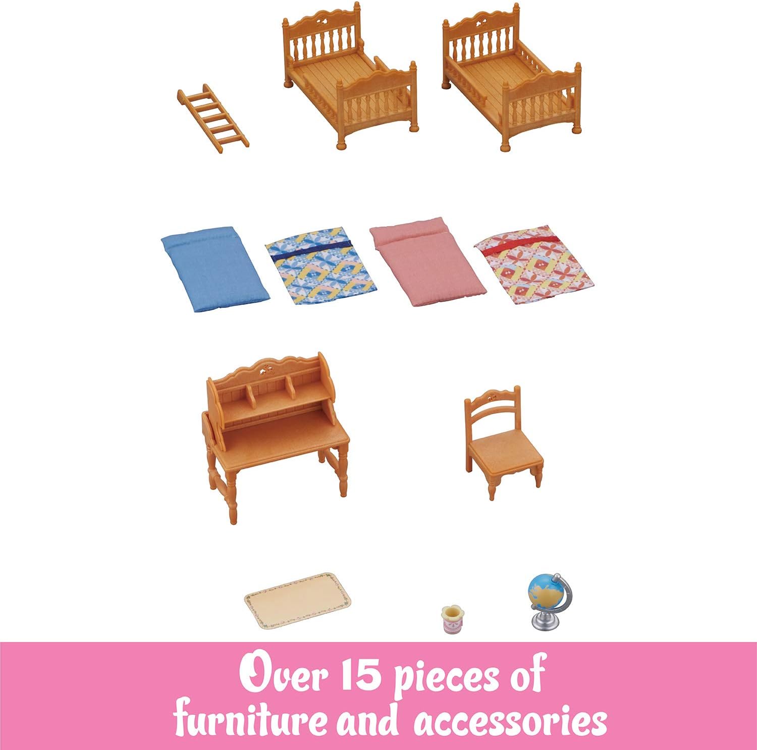 Calico Critters - Children's Bedroom Set - Dollhouse Furniture Sets | Decorate the kids' room with beds and desk-to-toy details - a cozy setup for