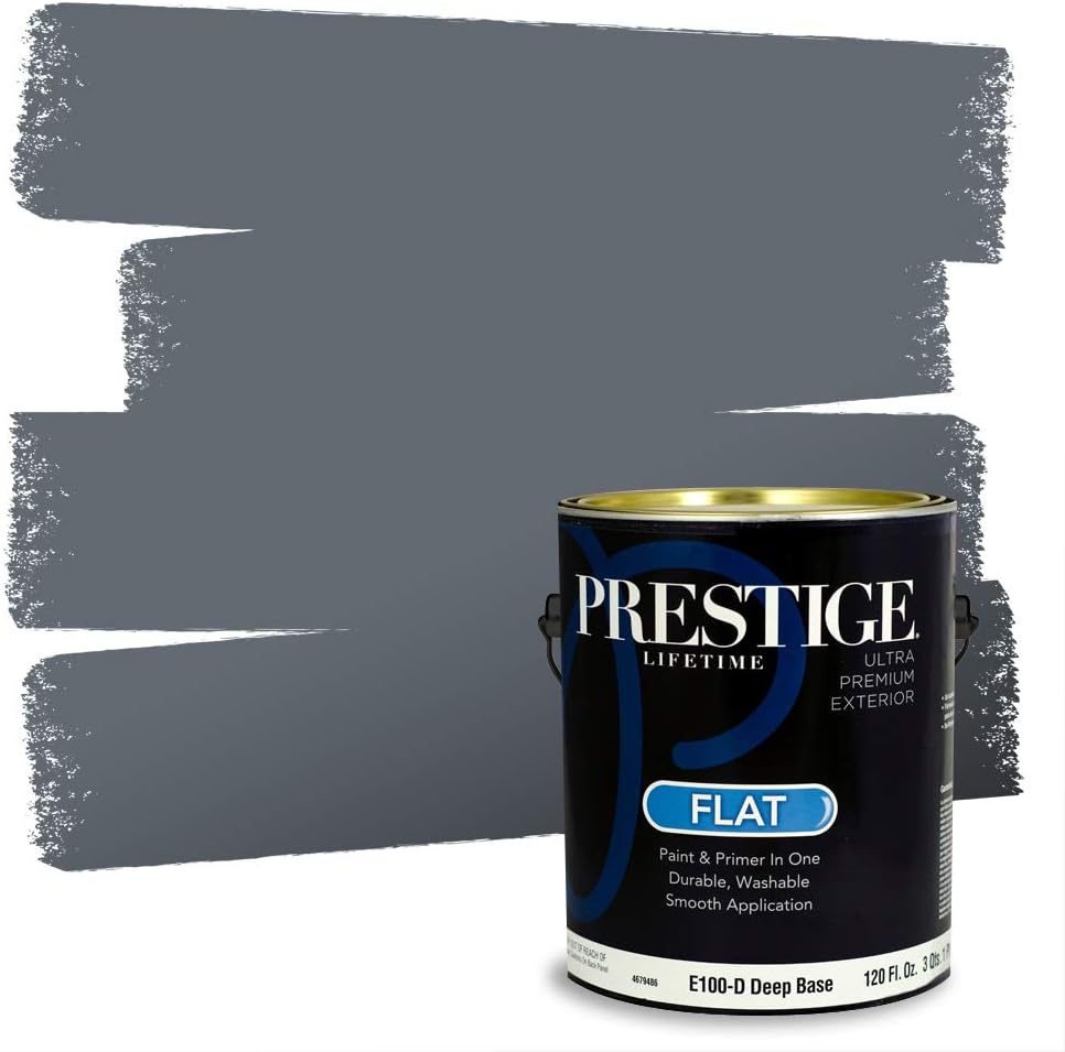 PRESTIGE Paints Exterior Paint and Primer In One, 1-Gallon, Satin, Comparable Match of Sherwin Williams* Tricorn Black*
