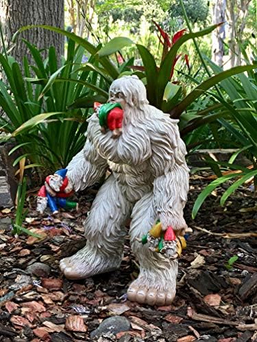 GlitZGlam Large Miniature Yeti and Gnomes for The Fairy Garden. A Large Gnome Figurine (13.25 Inch High) and a Fairy Garden Accessory