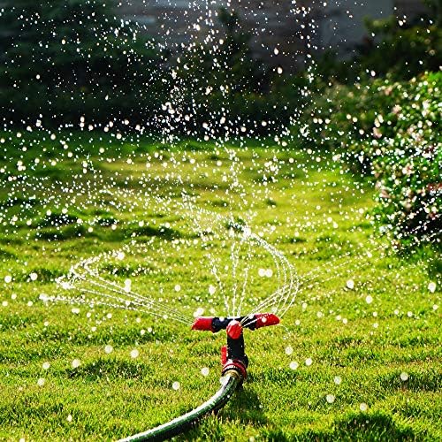 Eden 94120 Automatic Rotating Lawn and Garden Sprinkler for Yard, Large Area Coverage W/Quick Connect Starter Set, Weighted Base