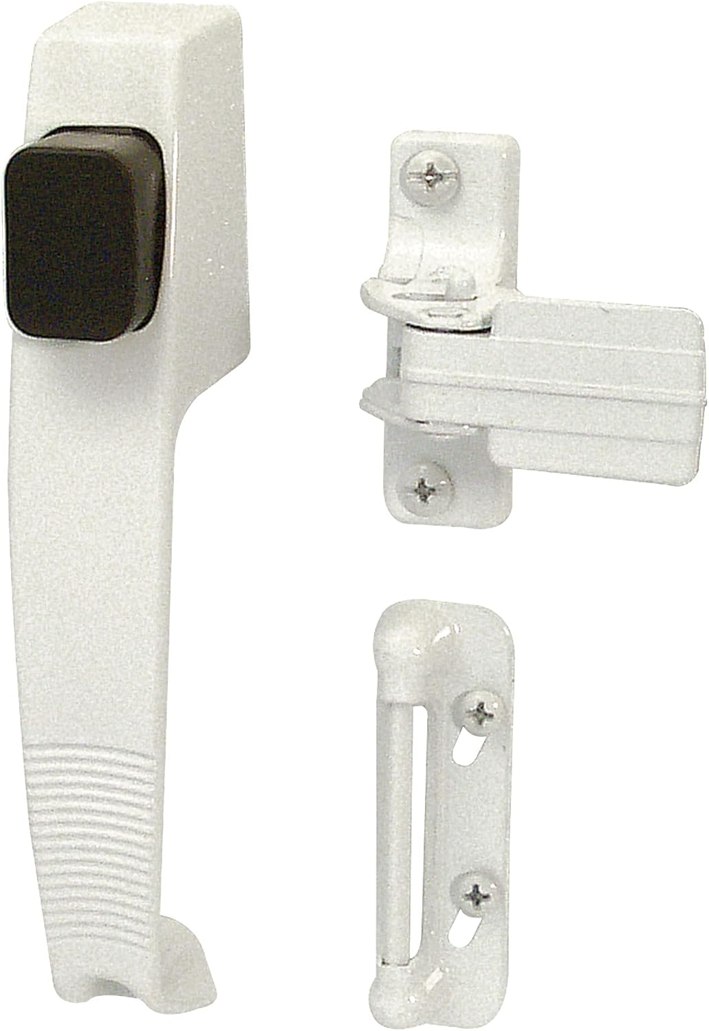 Prime-Line MP5116 Push Button Latch with Tie Down, White (1 Set)