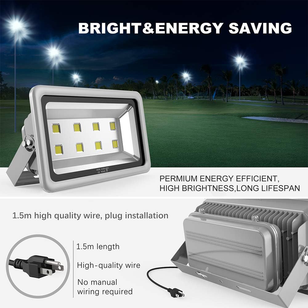 200W LED Flood Lights Outdoor, 110-285V, 20000LM Super Bright Security Light Fixture, IP66 Waterproof 6000K Daylight White，Landscape Commercial Industrial Lighting Fixtures