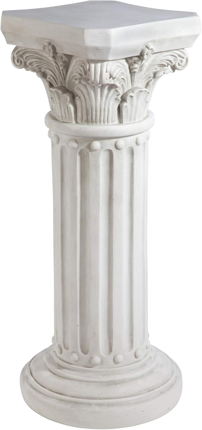 Design Toscano EU2866 Rose Garland Indoor/Outdoor Pedestal Plant Stand, 11 Inches Wide, 34 Inches Tall, Handcast Polyresin, Antique Stone Finish