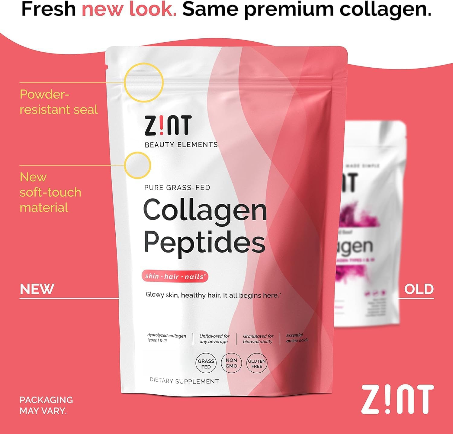 Zint Collagen Peptides Powder (32 oz) | Grass-Fed, Hydrolyzed Type I & III | Supports Skin, Hair, Joints & Gut Health | Rich in Key Amino Acids | Non-GMO, Unflavored