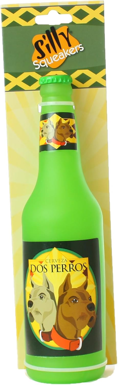 SILLY SQUEAKERS Tuffy Beer Bottle Dog Toy: Squeaky Dog Toy, Washable and Floats, Vinyl