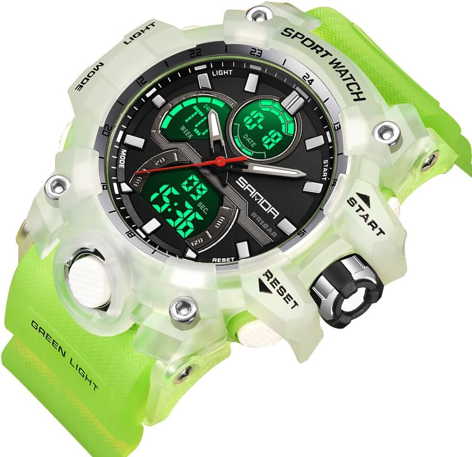 FANMIS Men Sports Outdoor Watch Analog Digital Multifunctional Black Watch | Black Sports Watch Casual Quartz Wristwatch Waterproof Military Wrist Watch Tactics LED Alarm Stopwatch Digital Watch for Men
