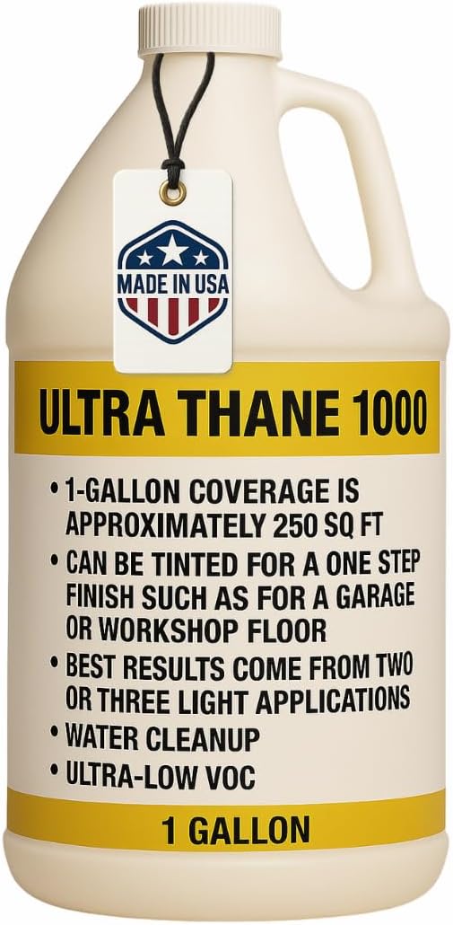 Ultra Thane 1000 Single Component Polyurethane Concrete Floor Sealer –UV & Stain-Resistant Aliphatic Urethane – Clear Protective Finish for Concrete, Overlays & Microtoppings - 5 Gallon