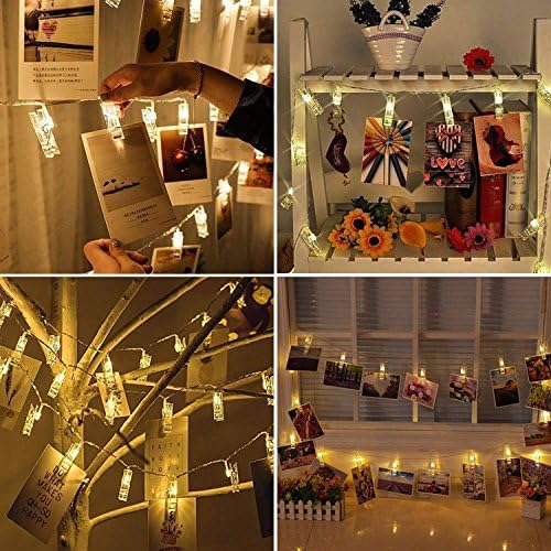 20 LED's Photo Clips withTwinkle Fairy String Lights for Hanging Picture/Card/Memo, Waterproof Battery Powered with 8 Modes&Timer Remote
