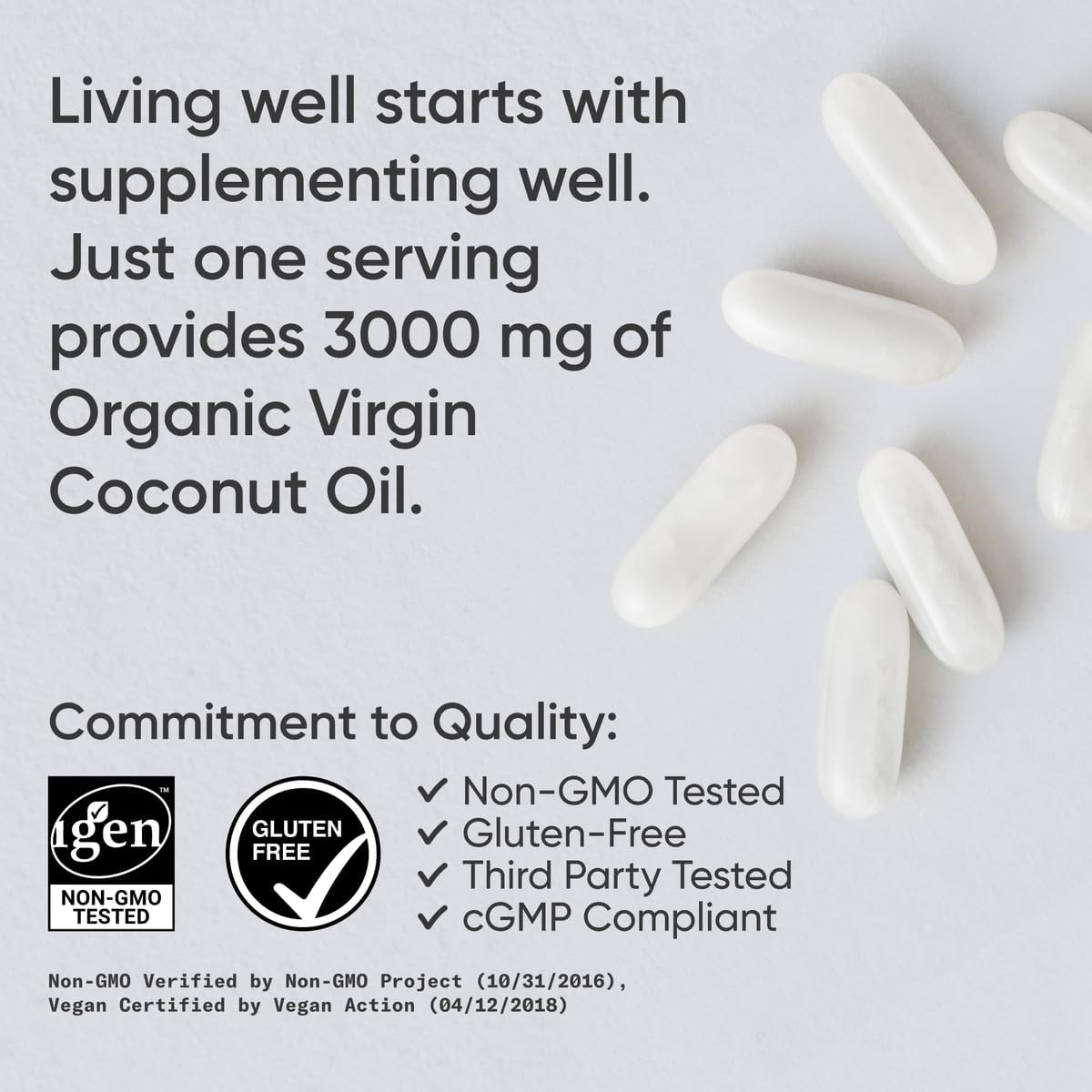 Sports Research® Organic Coconut Oil 3000mg, 120 Softgels | Cold-Pressed