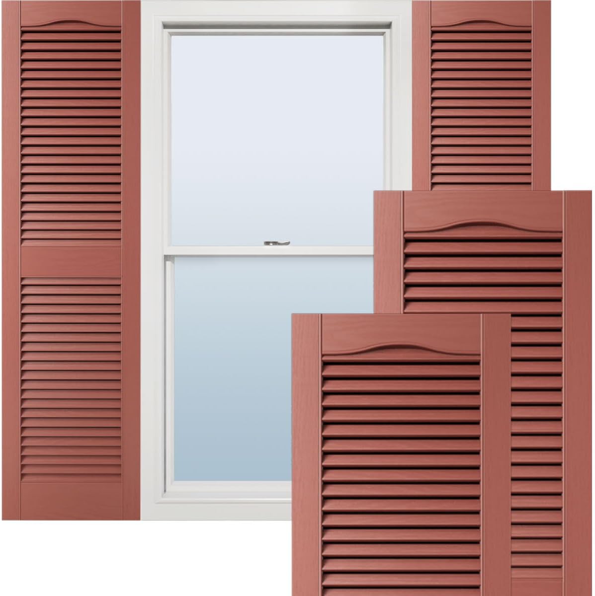 Ekena Millwork Lifetime Vinyl LL1S12X03600BL Standard Cathedral Top Center Mullion, Open Louver Vinyl Shutters, w/Installation Shutter-Lok's & Matching Screws (Per Pair), 12"W x 36"H, Black