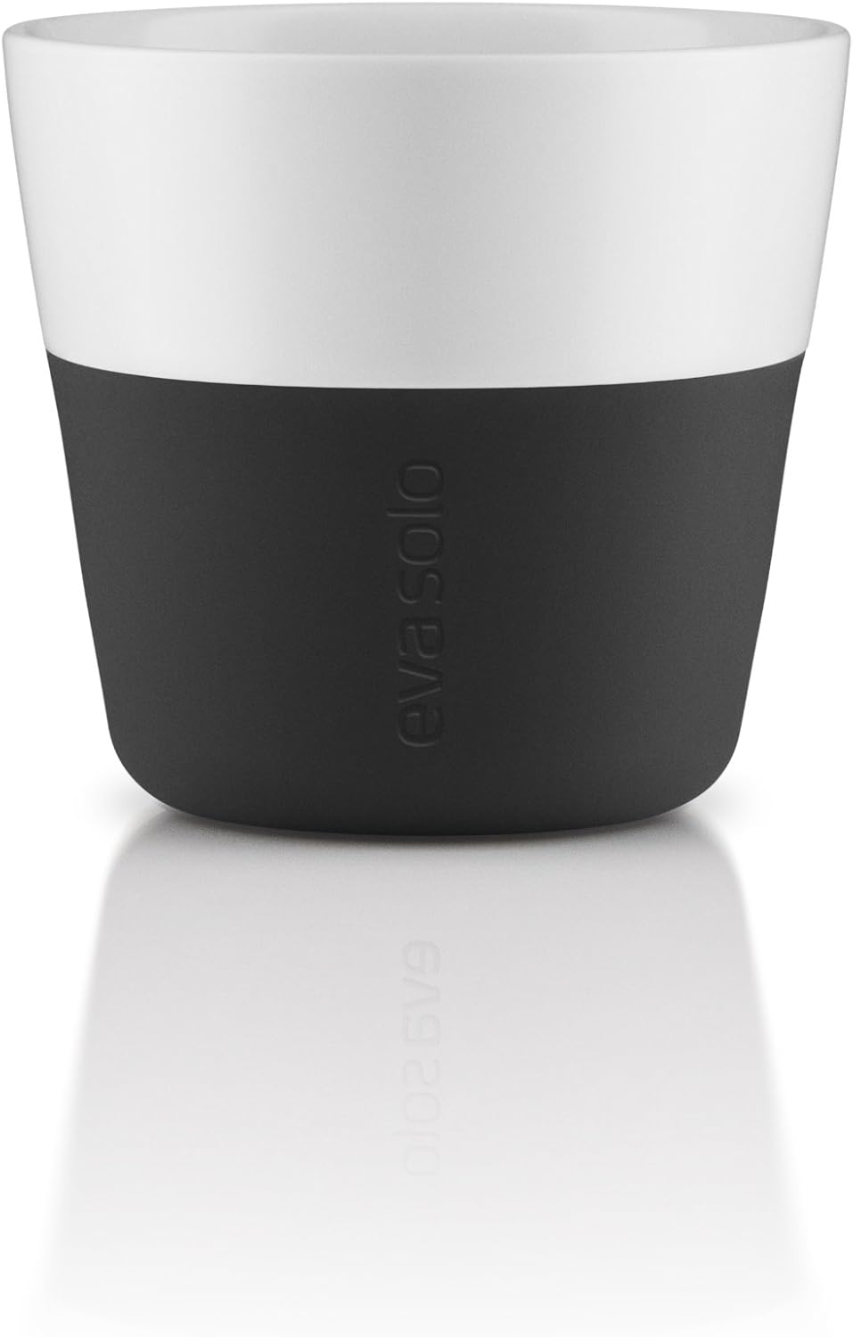 Eva Solo | 2 Lungo Tumbler Mugs | 8 oz Porcelain Coffee Cup Tumblers with Silicone-coated Grip | Danish Design, Functionality & Quality | Black
