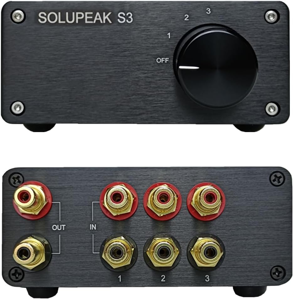 U31 3 Way RCA Audio Switcher, Stereo Audio Switch Selector Box