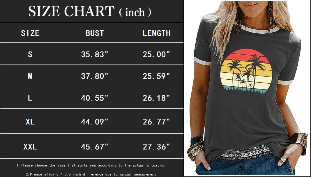 YEXIPO Graphic Tees for Women Short Sleeve Summer Tops Casual Cute T Shirts