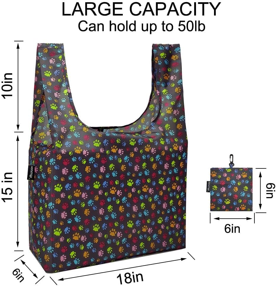 HOLYLUCK Reusable Grocery Bags,Heavy Duty Foldable Shopping Tote Bag (Standard, 3 Blue Geometric Flowers)