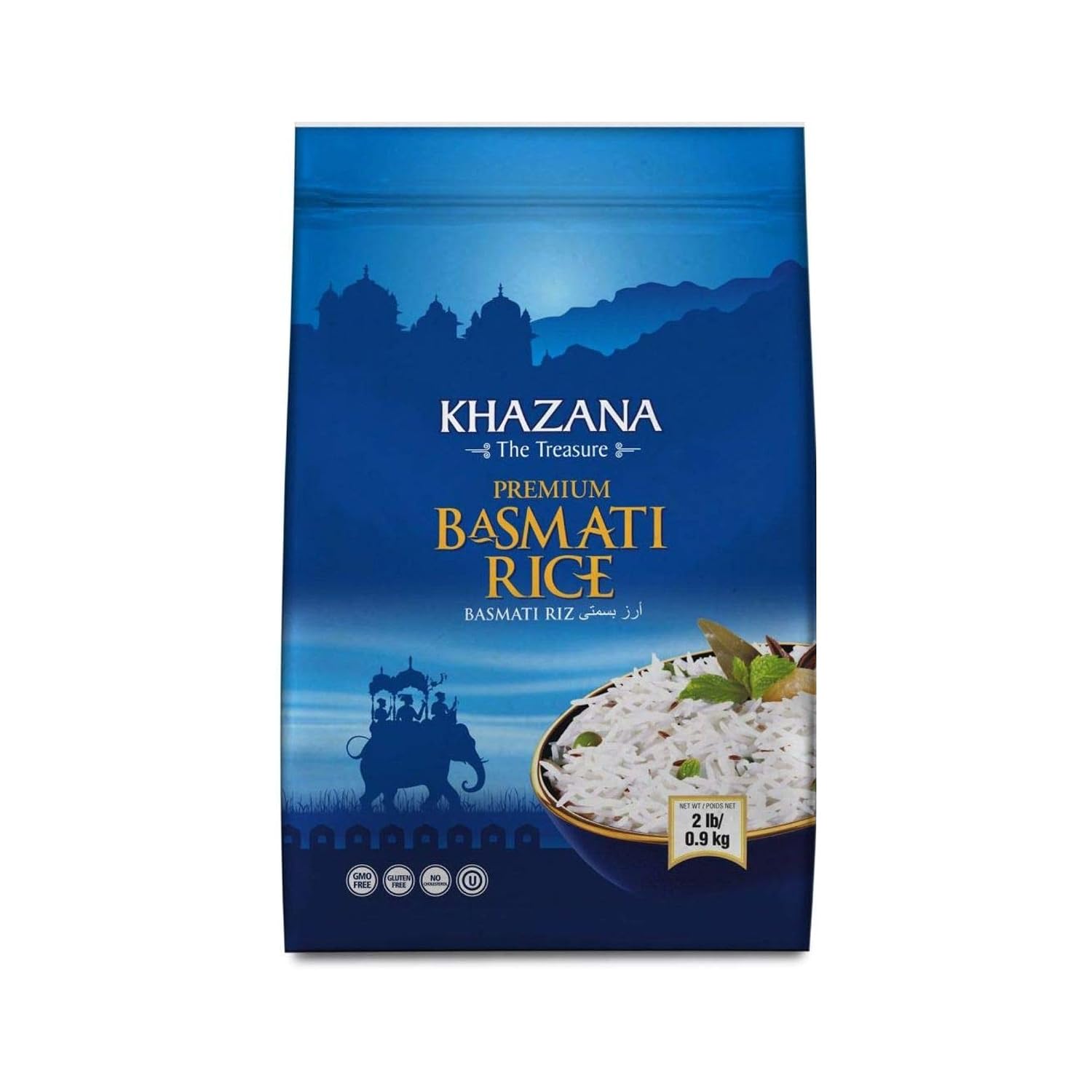 Authentic Premium Basmati Rice by Khazana in 10 lb Bag - Aromatic and Flavorful Indian Grain - Non-GMO, Gluten Free, Kosher, Cholesterol Free